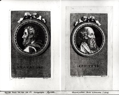 Anaxagoras (500-428 BC) and Epictetus (1st century) engraved by S. Beyssent by Claude Reydellet